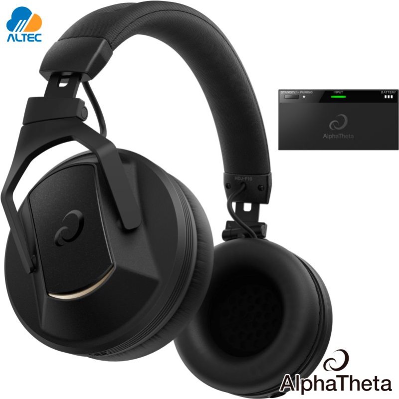 AlphaTheta HDJ-F10-TX - audífonos DJ profesionales inalámbricos tipo vincha con transmisor SonicLink