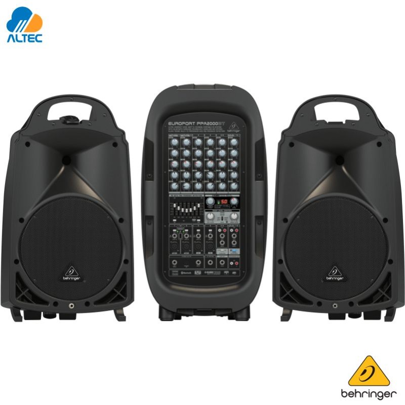 Behringer PPA2000BT - 2000W RMS (1000W por canal) 10 pulgadas, mezclador 8 canales y bluetooth