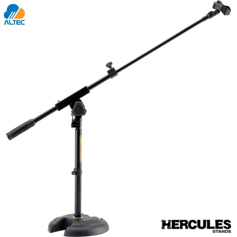Hercules MS120B - pedestal soporte de micrófono con base "h" de perfil bajo con brazo y clip de micrófono