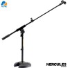 Hercules MS120B - pedestal soporte de micrófono con base "h" de perfil bajo con brazo y clip de micrófono