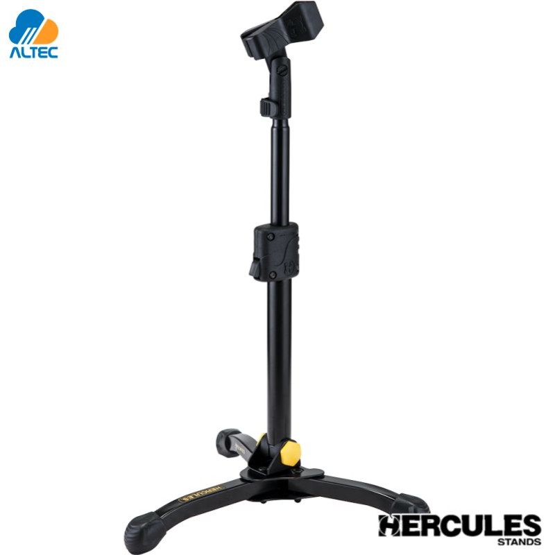 Hercules MS300B - pedestal soporte de micrófono recto de perfil bajo con clip de micrófono ez