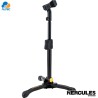Hercules MS300B - pedestal soporte de micrófono recto de perfil bajo con clip de micrófono ez