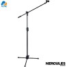 Hercules MS532B - pedestal soporte de micrófono ez clutch con brazo 2 en 1 y clip ez