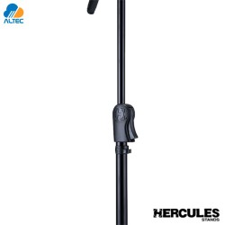 Hercules MS532B - pedestal soporte de micrófono ez clutch con brazo 2 en 1 y clip ez
