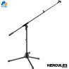 Hercules MS540B - pedestal soporte de micrófono de trípode de perfil bajo con brazo y clip de micrófono