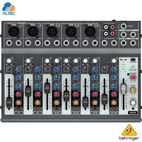 Consola Behringer 1002B mezcladora portátil 10 entradas a pilas