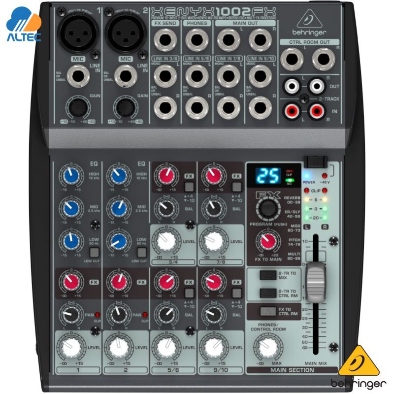 Consola Behringer 1002FX mezcladora 10 canales con FX digital