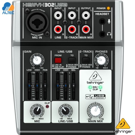 Consola Behringer 302USB mezcladora compacta con interfaz USB