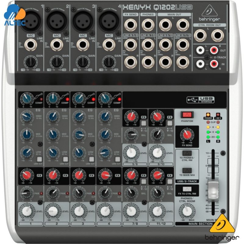 Consola Behringer Q1202USB mezcladora analógica USB de 12 canales