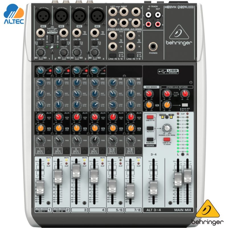 Consola Behringer Q1204USB mezcladora analógica USB de 12 canales