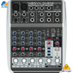 Behringer XENYX QX602MP3 - mezclador de 6 entradas, 2 preamplificadores de micrófono, ecualizador, reproductores MP3 y efectos