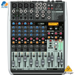 Behringer XENYX QX1204USB - mezclador de 12 entradas, 4 preamplificadores de micrófono, ecualizador, interfaz de audio y efectos