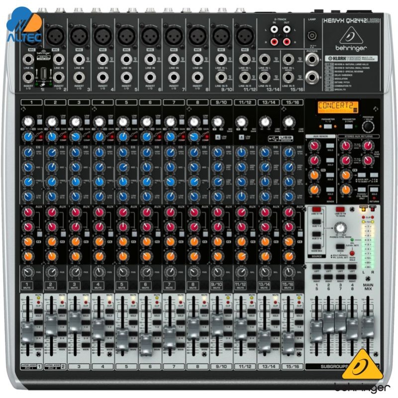 Consola Behringer QX2442USB mezcladora 24 canales USB FX