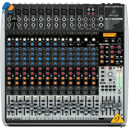 Behringer XENYX QX2442USB - mezclador de 24 entradas, 10 preamplificadores de micrófono, ecualizador, interfaz audio y efectos