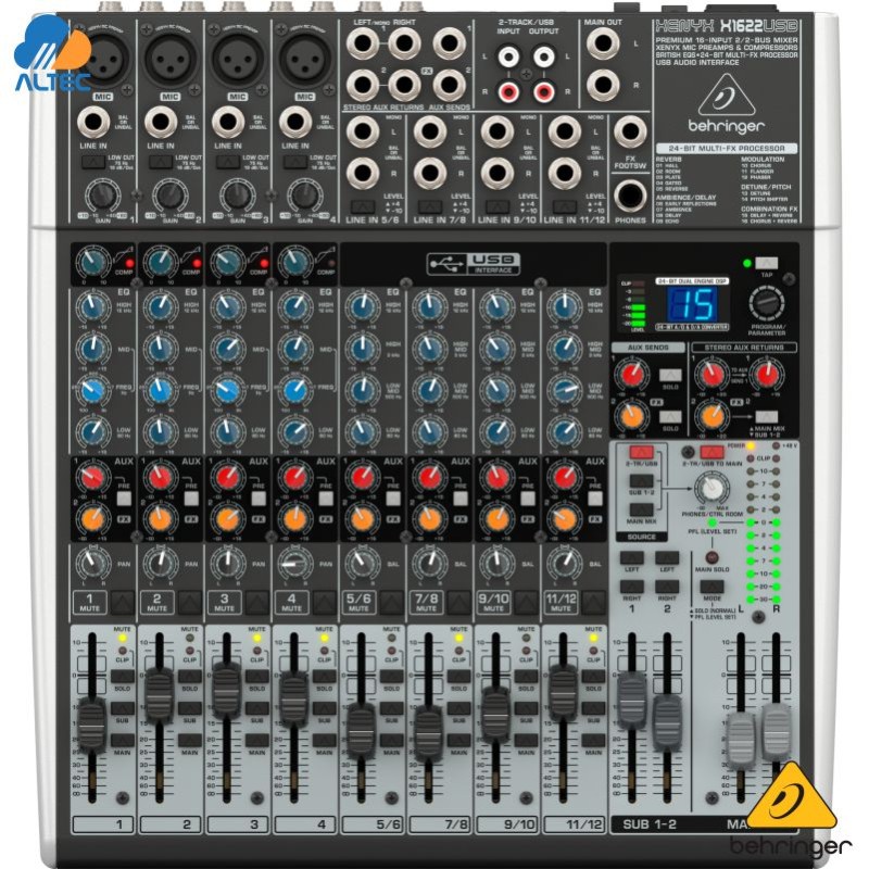 Consola Behringer X1622USB mezcladora 16 entradas USB FX