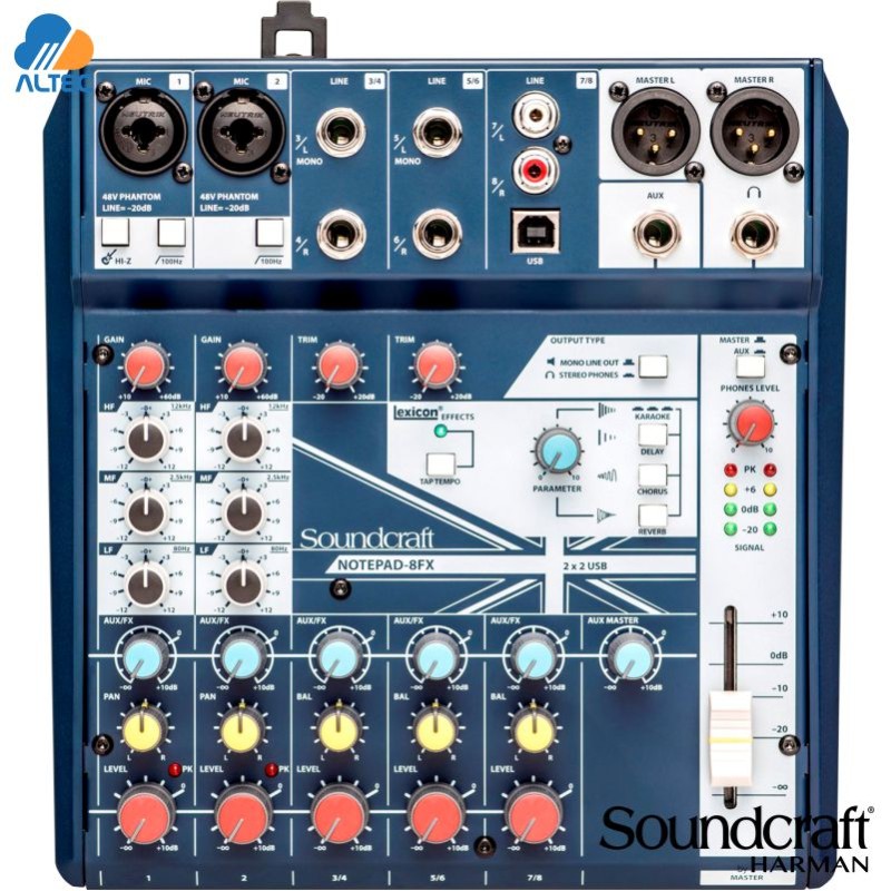 Soundcraft Notepad-8FX Mixer 8ch con USB y FX Lexicon Integrado