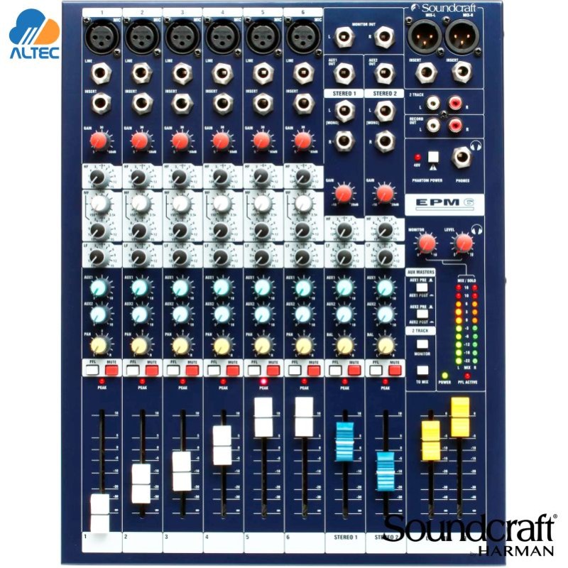 Soundcraft EPM6 Mixer Analógico 6ch con EQ Británico y Auxiliar