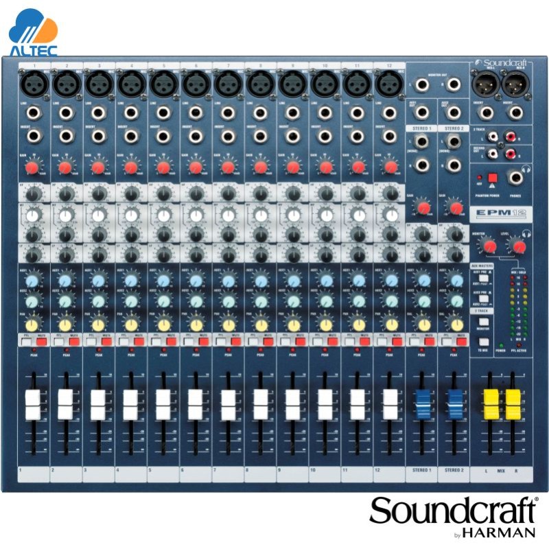 Soundcraft EPM12 Mixer Analógico 12ch con EQ Británico y Auxiliar