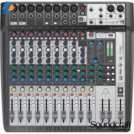 Soundcraft SIGNATURE 12MTK - mezcladora de 12 entradas, 8 entradas XLR, efectos, interfaz de audio USB multitrack