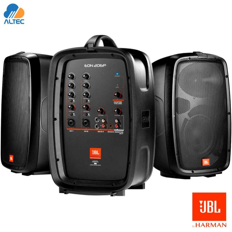 JBL EON206P - 160W RMS sistema Todo-en-Uno 2 parlantes de 6.5 pulgadas y mezcladora 6 canales