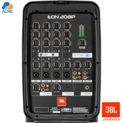 JBL EON208P - 300W RMS sistema Todo-en-Uno 2 parlantes de 8 pulgadas, mezcladora 8 canales, micrófono y  bluetooth