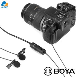 Boya BY-M1DM - micrófono dual de solapa para celulares, laptops, camaras