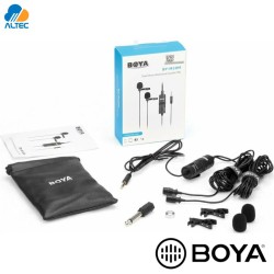 Boya BY-M1DM - micrófono dual de solapa para celulares, laptops, camaras