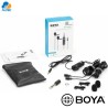 Boya BY-M1DM - micrófono dual de solapa para celulares, laptops, camaras