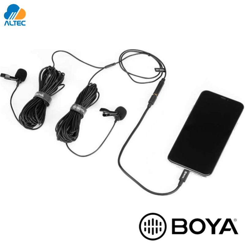 Boya BY-M2D - microfono dual de solapa para dispositivos iOS