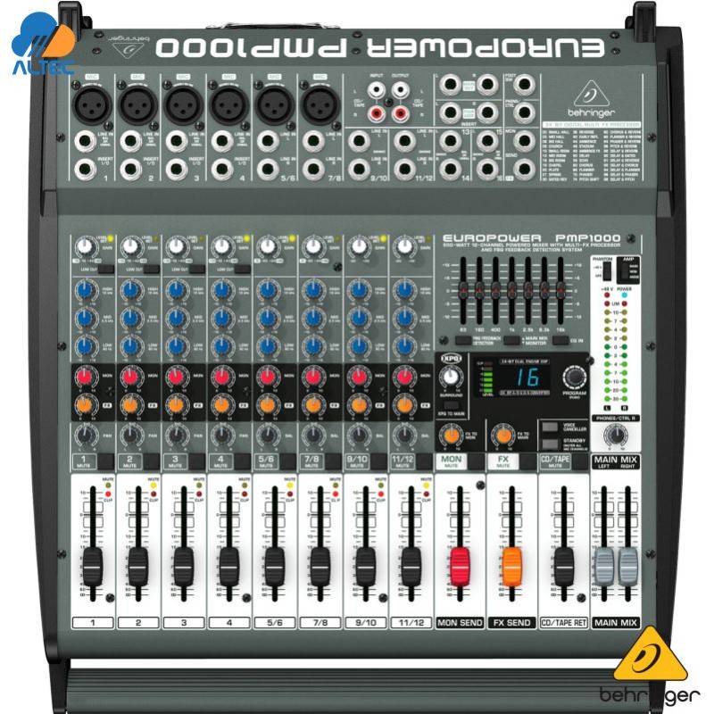 Behringer PMP1000 - mezcladora amplificada 500w, 12 canales, efectos