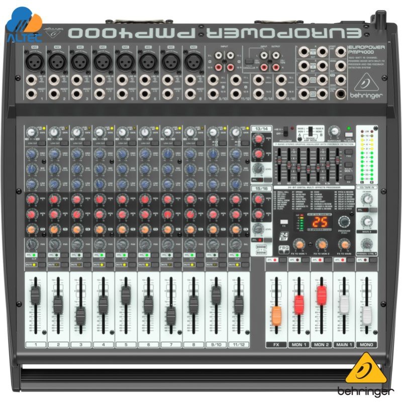 Behringer PMP4000 - mezcladora amplificada 1600w, 16 canales, efectos