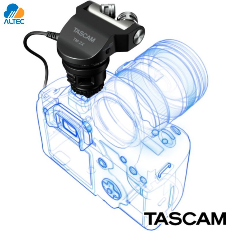 Tascam TM-2X - micrófono condensador estéreo para cámaras dslr con soporte de zapata